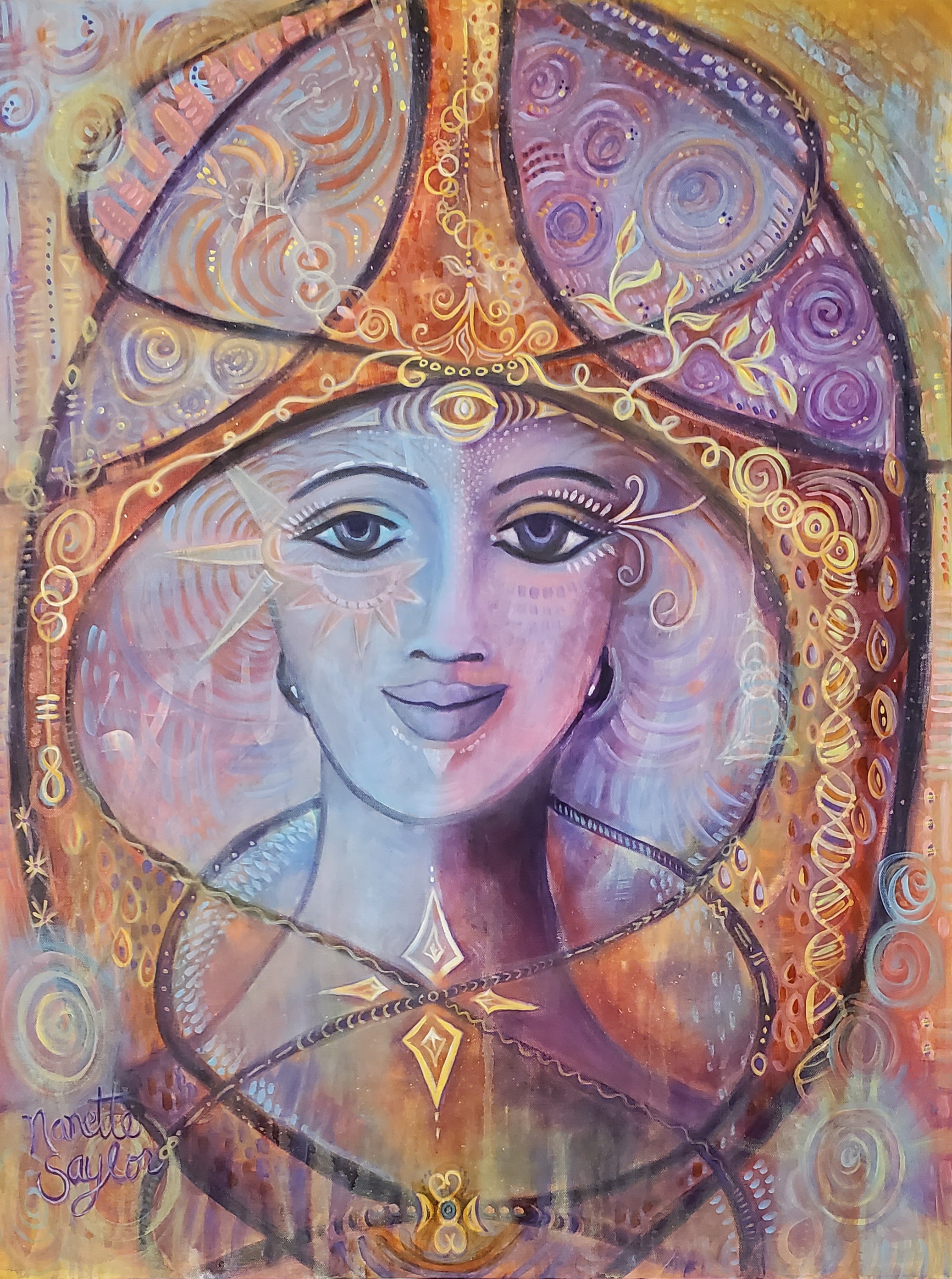 Original Acrylic on Canvas Work by Nanette Saylor "Sia - The One Who Sees"