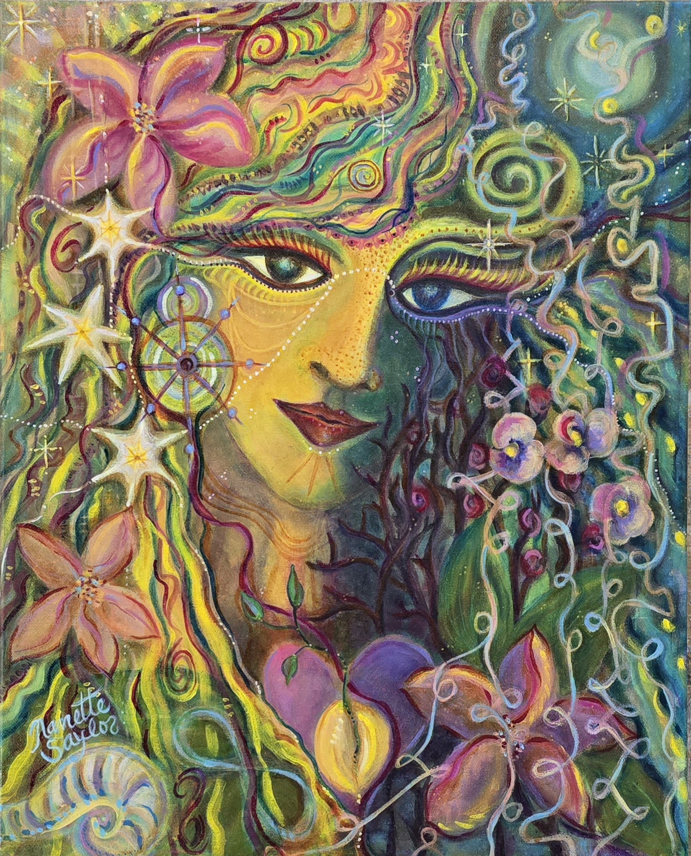 Original Acrylic on Canvas Work by Nanette Saylor "The Magick of Merial" 